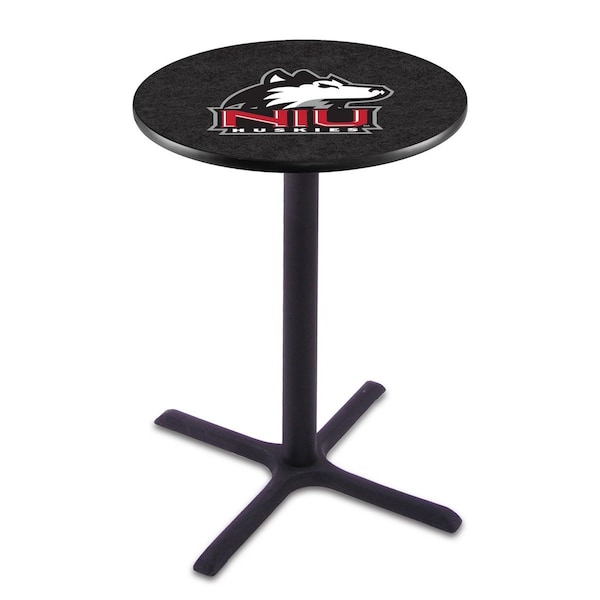 Holland Bar Stool Co 36" Blk Wrinkle Northern Illinois Pub Table, 36" dia. Top - L211B3636NORILL
