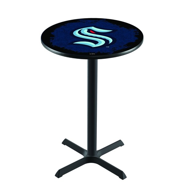 Holland Bar Stool Co 42" Black Wrinkle Seattle Kraken Pub Table - L211B4228SEAKRK