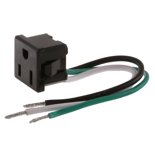 Hubbell Wiring Device-Kellems TradeSelect, Straight Blade, Single Receptacle, Snap-In, 15A 125V, 2-Pole 3-Wire, 5-15, Black - RR374