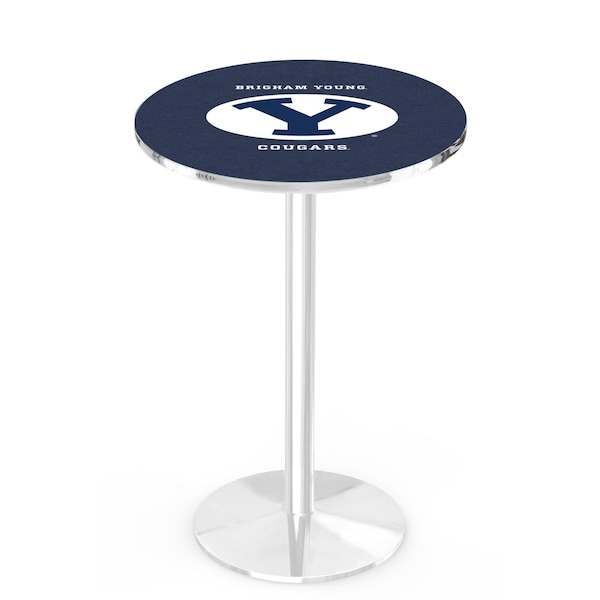 Holland Bar Stool Co 36" Chrome Brigham Young Pub Table, 36" dia. Top - L214C3636BRIGYN