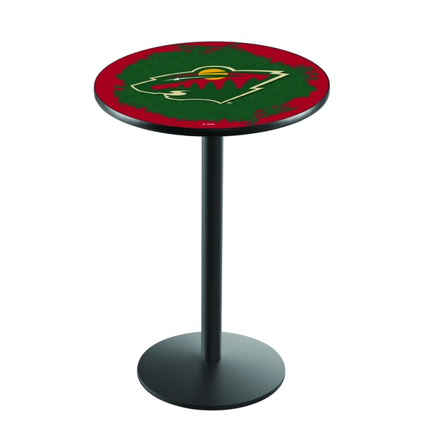 Holland Bar Stool Co 36" Blk Wrinkle Minnesota Wild Pub Table - L214B3628MINWLD