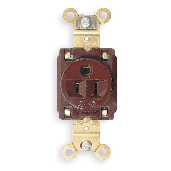Hubbell Receptacle, 15 A Amps, 125V AC, Flush Mount, Single Outlet, 5-15R, Brown - HBL5261
