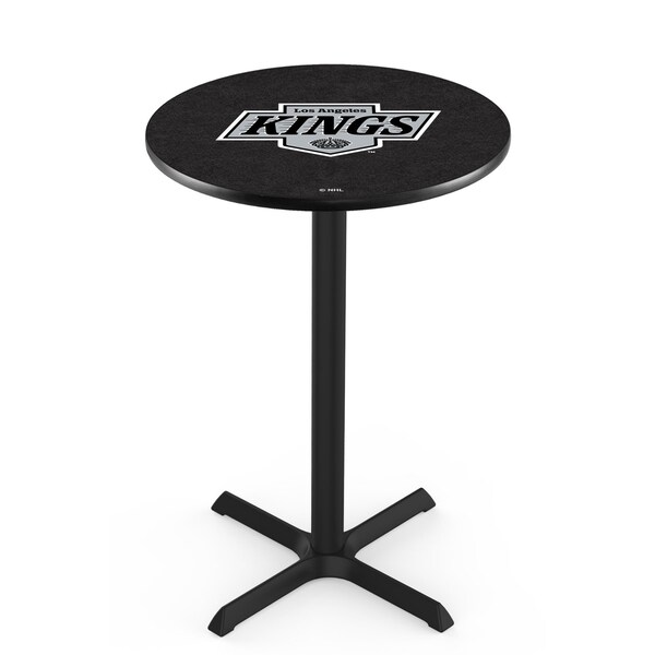 Holland Bar Stool Co 42" Blk Wrinkle Los Angeles Kings Pub Table, 36" dia. Top - L211B4236LAKING