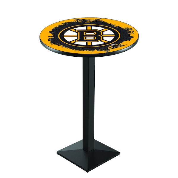 Holland Bar Stool Co 42" Blk Wrinkle Boston Bruins Pub Table - L217B4228BOSBRU