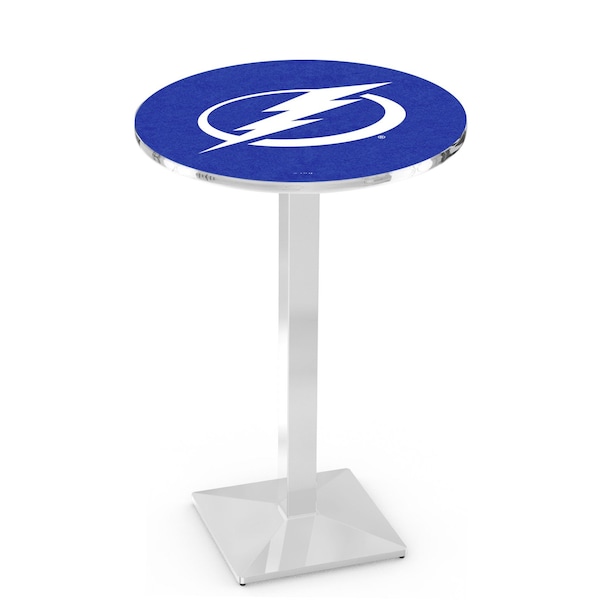Holland Bar Stool Co 36" Chrome Tampa Bay Lightning Pub Table, 36" dia. Top - L217C3636TBLGHT