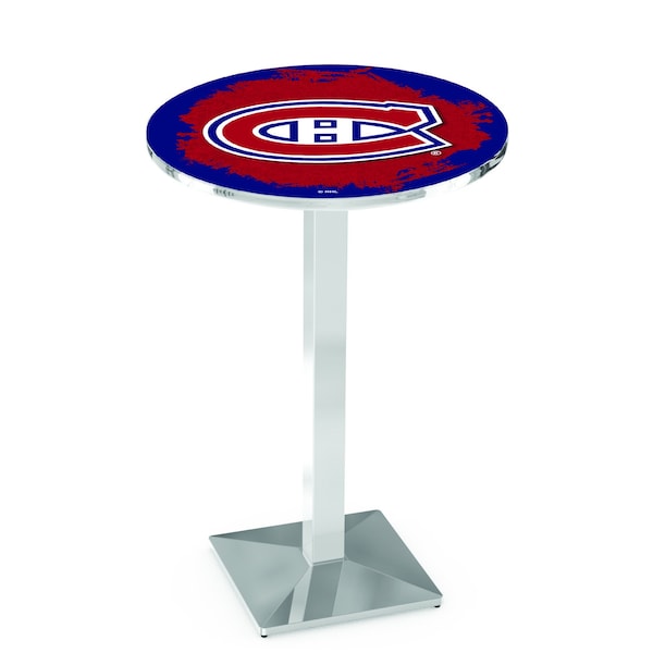 Holland Bar Stool Co 42" Chrome Montreal Canadiens Pub Table - L217C4228MONCAN
