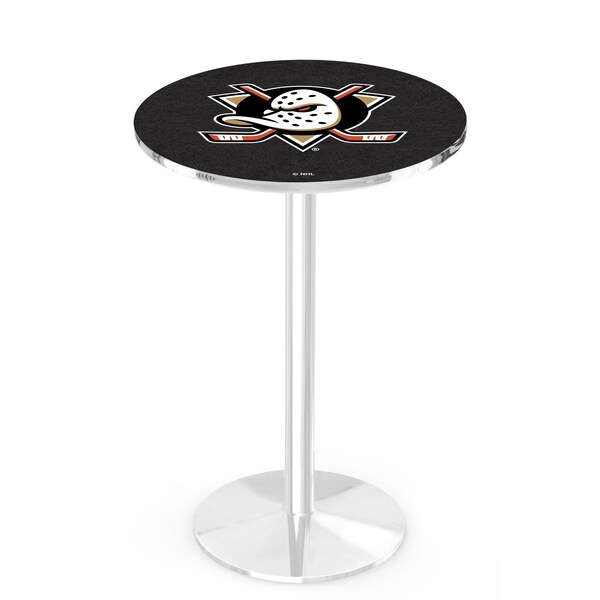Holland Bar Stool Co 36" Chrome Anaheim Ducks Pub Table, 36" dia. Top - L214C3636ANADKS