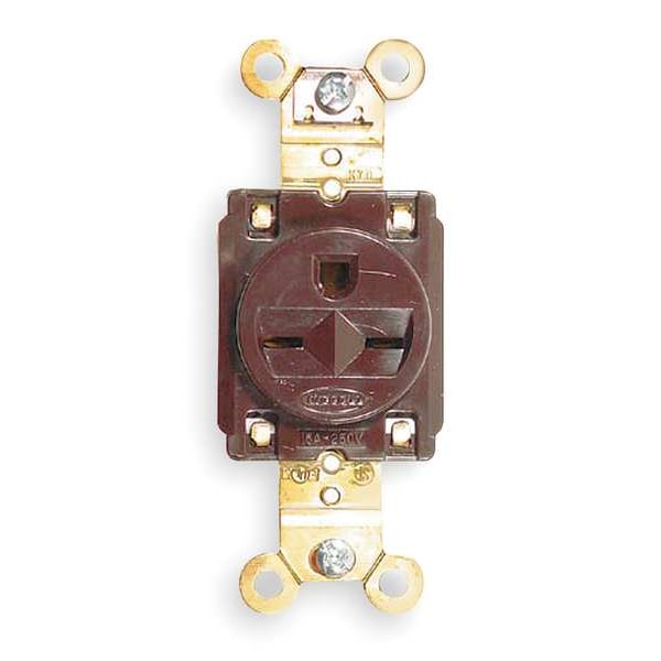 Hubbell Receptacle, 15 A Amps, 250V AC, Flush Mount, Single Outlet, 6-15R, Brown - HBL5661