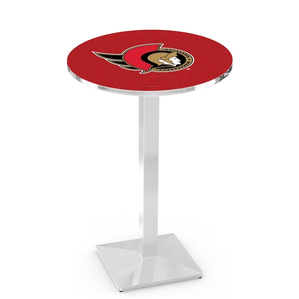 Holland Bar Stool Co 36" Chrome Ottawa Senators Pub Table, 36" dia. Top - L217C3636OTTSEN