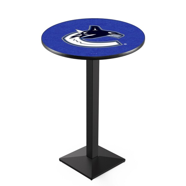 Holland Bar Stool Co 36" Blk Wrinkle Vancouver Canucks Pub Table, 36" dia. Top - L217B3636VANCAN