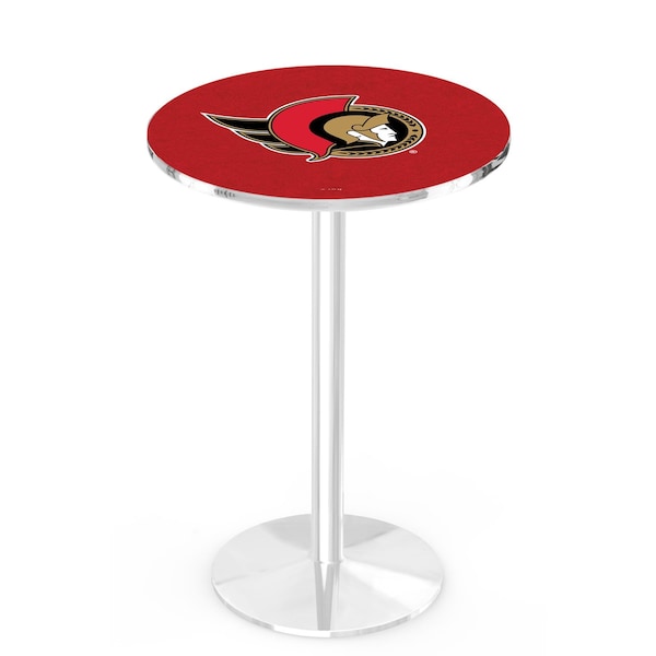 Holland Bar Stool Co 42" Chrome Ottawa Senators Pub Table, 36" dia. Top - L214C4236OTTSEN