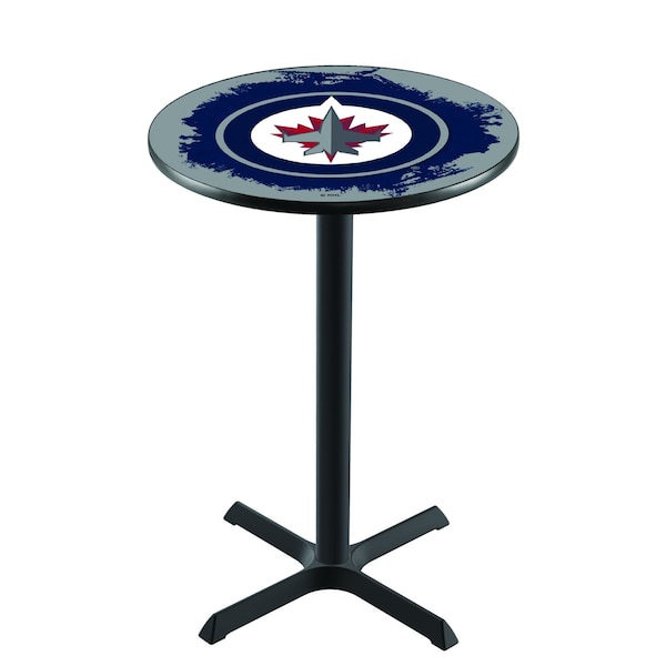Holland Bar Stool Co 42" Blk Wrinkle Winnipeg Jets Pub Table - L211B4228WINJET