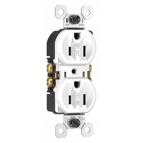 Legrand Receptacle, 15 A Amps, 125V AC, Flush Mount, Standard Duplex Outlet, 5-15R, White - 3232TRWRW
