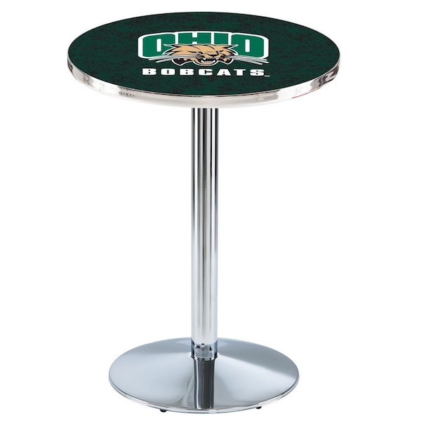 Holland Bar Stool Co 36" Chrome Ohio University Pub Table, 36" dia. Top - L214C3636UNIVOH