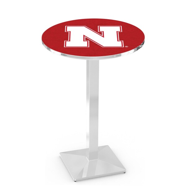 Holland Bar Stool Co 36" Chrome Nebraska Pub Table, 36" dia. Top - L217C3636NEBRUN