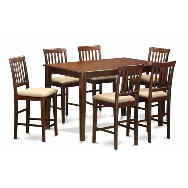 East West Furniture 7 Piece Counter Height Dining Set-Counter Height Table and 6 Kitchen Bar Stool - DUVN7H-MAH-C
