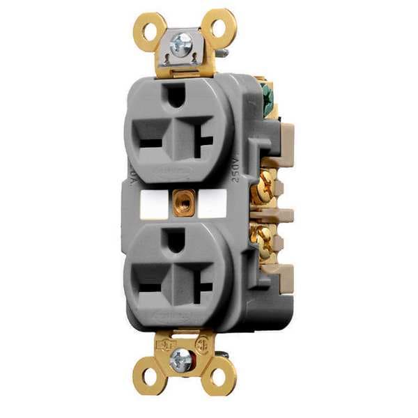 Hubbell 20A Duplex Receptacle 250VAC 6-20R GY - HBL5462GY