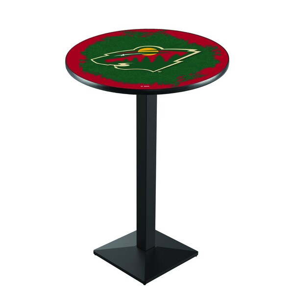 Holland Bar Stool Co 36" Blk Wrinkle Minnesota Wild Pub Table - L217B3628MINWLD