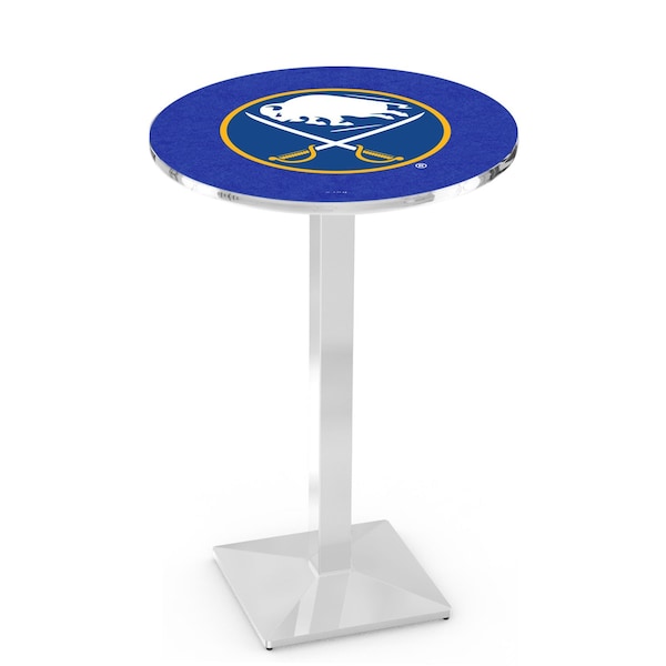 Holland Bar Stool Co 42" Chrome Buffalo Sabres Pub Table, 36" dia. Top - L217C4236BUFSAB