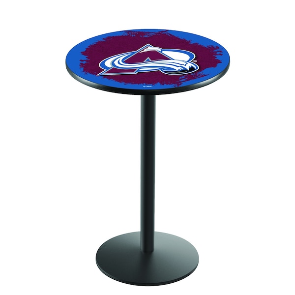 Holland Bar Stool Co 42" Blk Wrinkle Colorado Avalanche Pub Table - L214B4228COLAVA