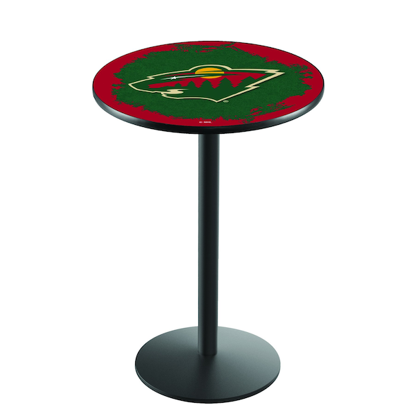 Holland Bar Stool Co 42" Blk Wrinkle Minnesota Wild Pub Table - L214B4228MINWLD