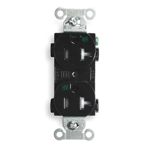 Hubbell 20A Duplex Receptacle 125VAC 5-20R BK - BR20BLKWRTR
