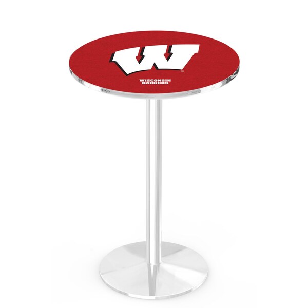 Holland Bar Stool Co 36" Chrome Wisconsin "W" Pub Table, 36" dia. Top - L214C3636WISC-W