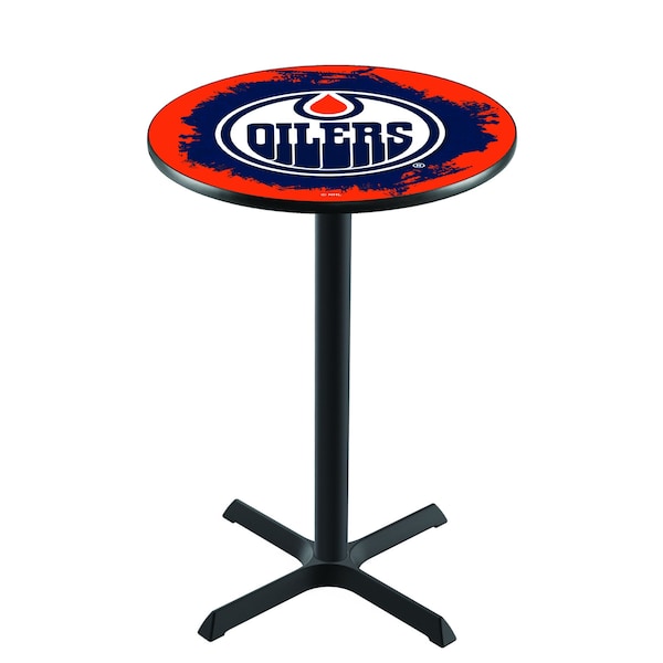 Holland Bar Stool Co 42" Blk Wrinkle Edmonton Oilers Pub Table - L211B4228EDMOIL