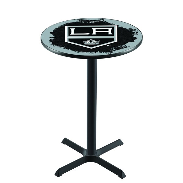 Holland Bar Stool Co 36" Blk Wrinkle Los Angeles Kings Pub Table - L211B3628LAKING