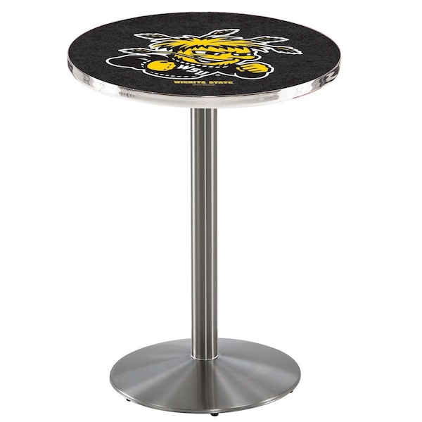 Holland Bar Stool Co 42" Stainless Steel Wichita State Pub Table, 36" dia. Top - L214S4236WICHST