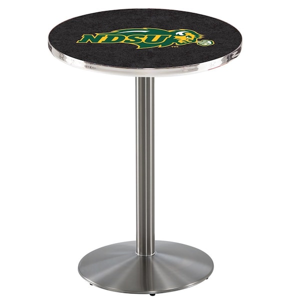 Holland Bar Stool Co 42" Stainless Steel North Dakota State Pub Table, 36" dia. Top - L214S4236NDAKST-B