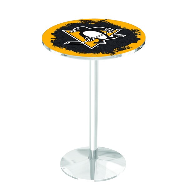 Holland Bar Stool Co 42" Chrome Pittsburgh Penguins Pub Table - L214C4228PITPEN