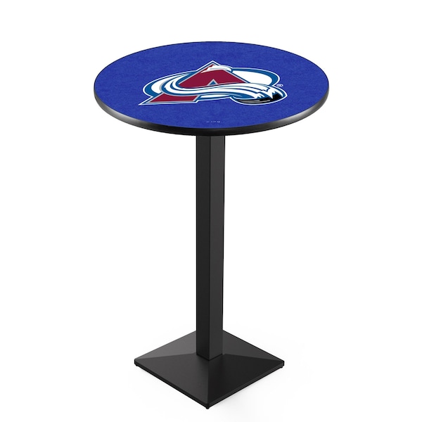 Holland Bar Stool Co 36" Blk Wrinkle Colorado Avalanche Pub Table, 36" dia. Top - L217B3636COLAVA