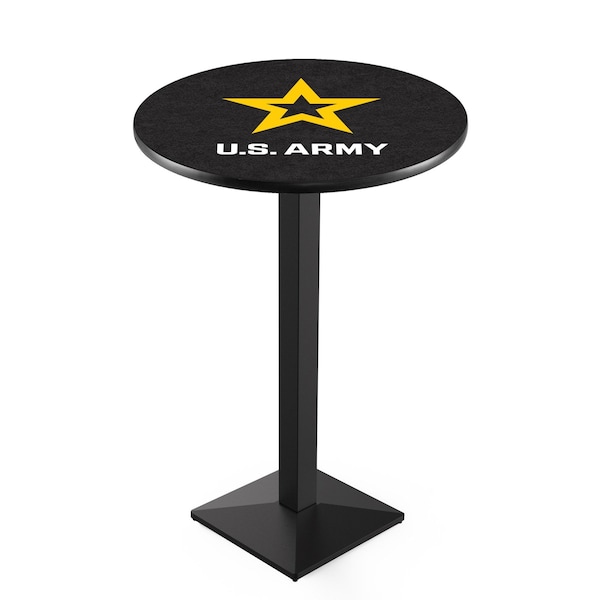 Holland Bar Stool Co 42" Blk Wrinkle U.S. Army Pub Table, 36" dia. Top - L217B4236ARMY