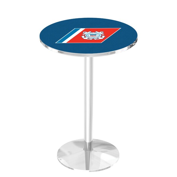 Holland Bar Stool Co 36" Chrome U.S. Coast Guard Pub Table - L214C3628CSTGRD
