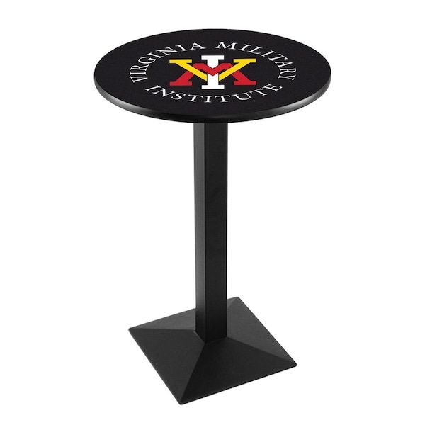 Holland Bar Stool Co 36" Blk Wrinkle Virginia Military Institute Pub Table, 36" dia. Top - L217B3636VAMILI
