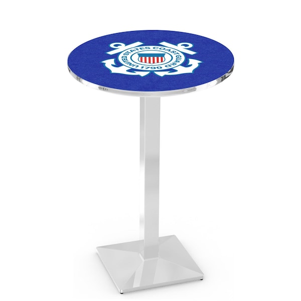 Holland Bar Stool Co 42" Chrome U.S. Coast Guard Pub Table, 36" dia. Top - L217C4236CSTGRD