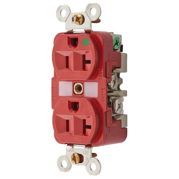Hubbell 20A Duplex MRI Receptacle 125VAC 5-20R RD - HBL8300RMRI