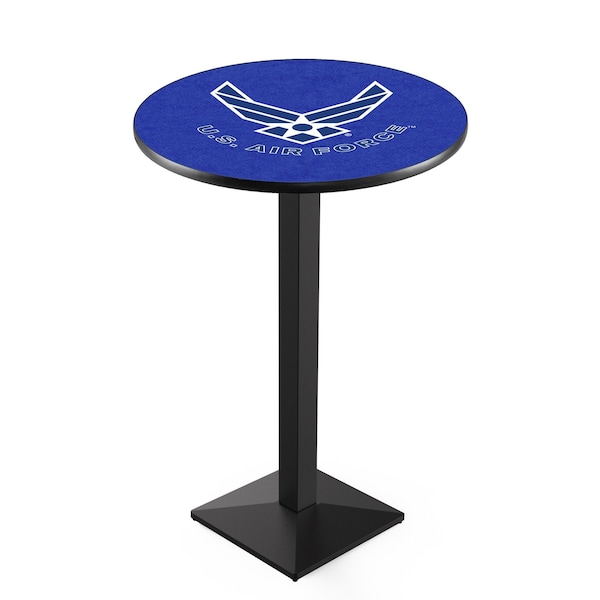 Holland Bar Stool Co 36" Blk Wrinkle U.S. Air Force Pub Table, 36" dia. Top - L217B3636AIRFOR