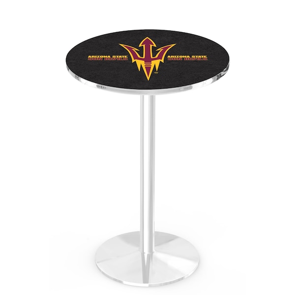 Holland Bar Stool Co 42" Chrome Arizona State Pub Table, Pitchfork - L214C4228ARIZST-F
