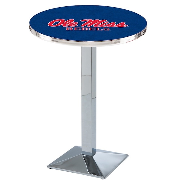 Holland Bar Stool Co 36" Chrome Ole' Miss Pub Table, 36" dia. Top - L217C3636MSSPPU