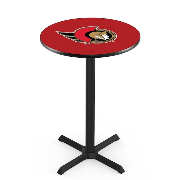 Holland Bar Stool Co 36" Blk Wrinkle Ottawa Senators Pub Table, 36" dia. Top - L211B3636OTTSEN