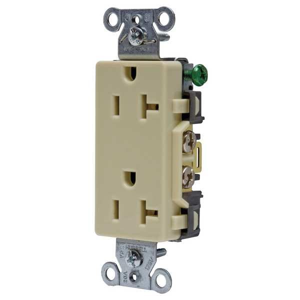Hubbell 20A Duplex Decorator Receptacle 125VAC 5-20R IV - DR20I