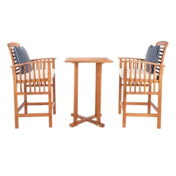 Safavieh 39.8 in. Pate Bar Table Bistro Set Natural & Beige - 3 Piece - PAT7043F