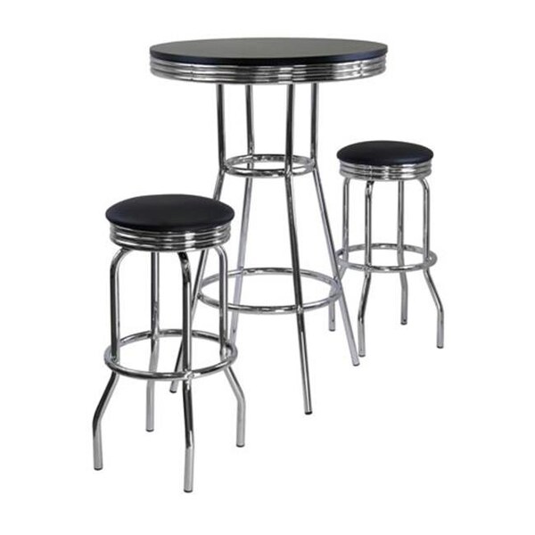 Winsome Trading WinsomeTrading 93338 Summit 3pc Pub Table Set  includes 2 Swivel Stool - Black -  Metal - 93338