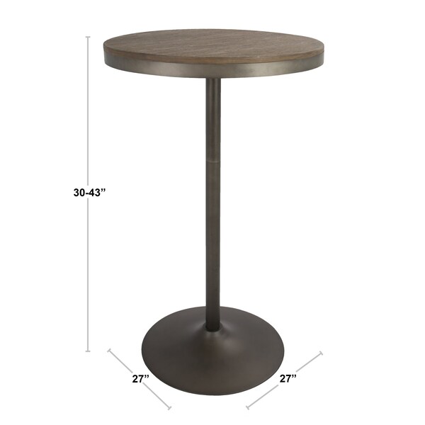 Lumisource Dakota Adjustable Bar / Dinette Table in Grey and Brown - BT-DAK GY+BN