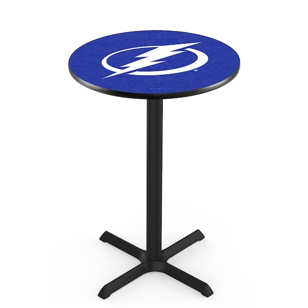 Holland Bar Stool Co 36" Blk Wrinkle Tampa Bay Lightning Pub Table, 36" dia. Top - L211B3636TBLGHT