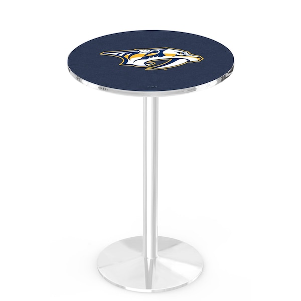 Holland Bar Stool Co 36" Chrome Nashville Predators Pub Table, 36" dia. Top - L214C3636NSHPRE