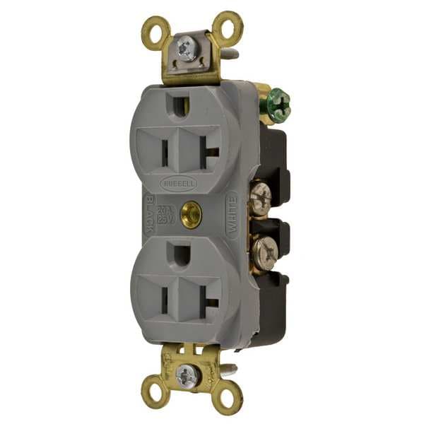 Hubbell 20A Duplex Receptacle 125VAC 5-20R GY - HBL5352GY
