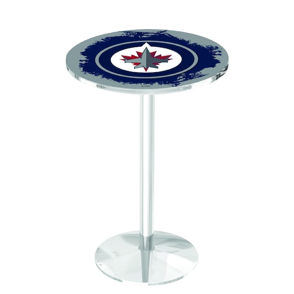 Holland Bar Stool Co 42" Chrome Winnipeg Jets Pub Table - L214C4228WINJET